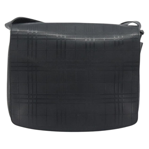 BURBERRY Shoulder Bag Leather Silver Black Auth ep15563