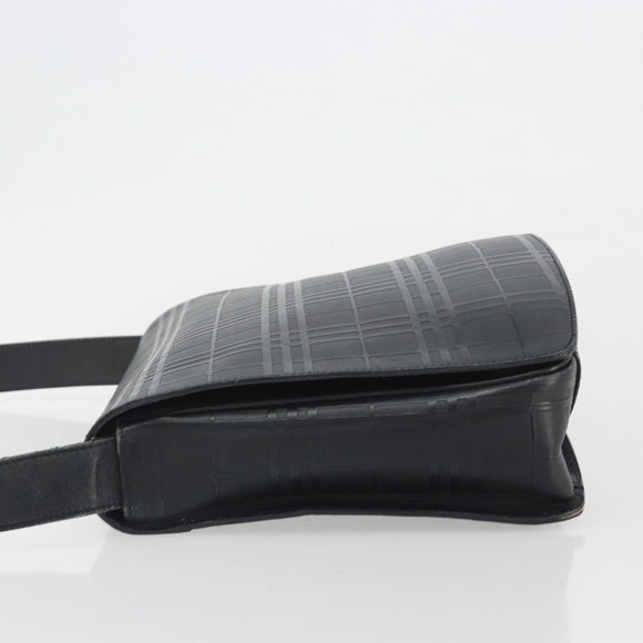 BURBERRY Shoulder Bag Leather Silver Black Auth ep15563