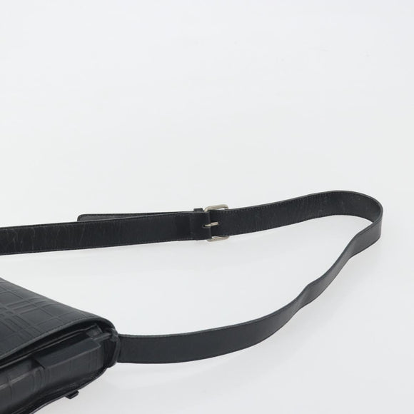 BURBERRY Shoulder Bag Leather Silver Black Auth ep15563