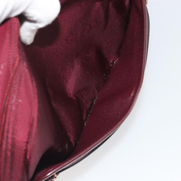 Christian Dior Honeycomb Canvas Shoulder Bag Bordeaux Gold Auth ep15565