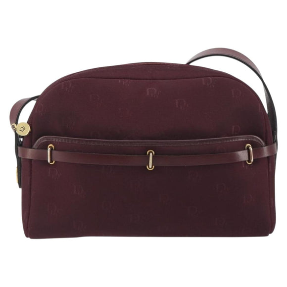 Christian Dior Honeycomb Canvas Shoulder Bag Bordeaux Gold Auth ep15565