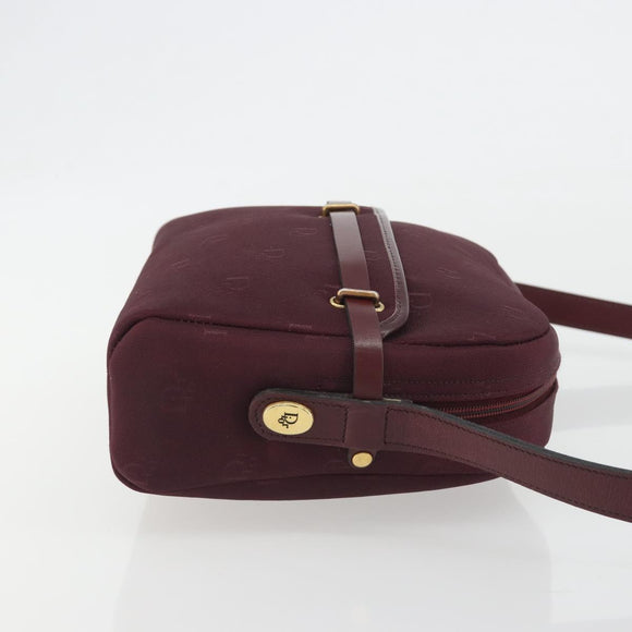 Christian Dior Honeycomb Canvas Shoulder Bag Bordeaux Gold Auth ep15565