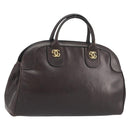 GUCCI Hand Bag Leather Brown Gold Auth ep15568-1
