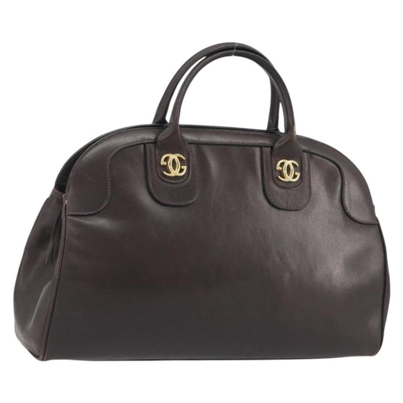 GUCCI Hand Bag Leather Brown Gold Auth ep15568