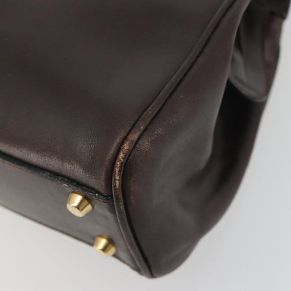 GUCCI Hand Bag Leather Brown Gold Auth ep15568