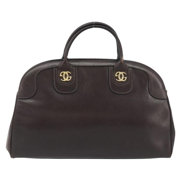 GUCCI Hand Bag Leather Brown Gold Auth ep15568