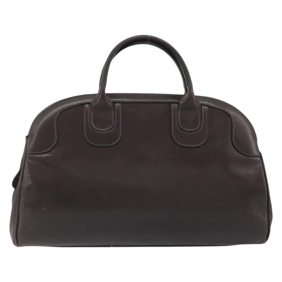 GUCCI Hand Bag Leather Brown Gold Auth ep15568