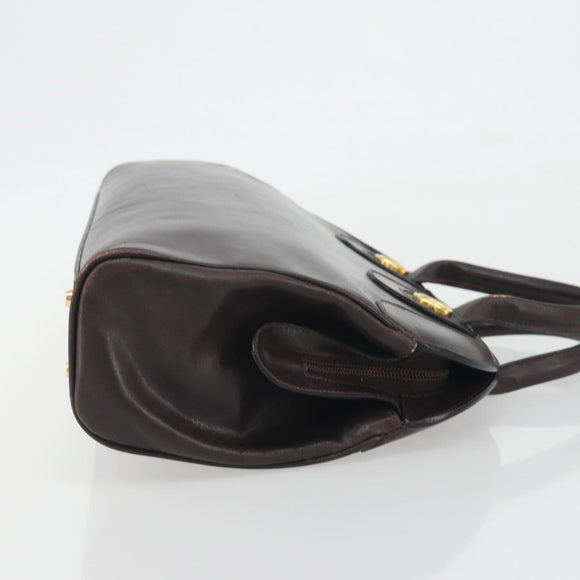 GUCCI Hand Bag Leather Brown Gold Auth ep15568