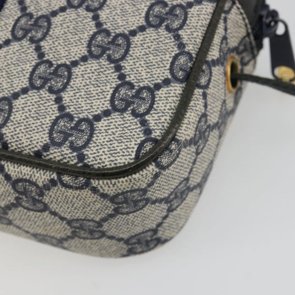 GUCCI Sherry Line GG Supreme Shoulder Bag PVC Navy Gold Auth ep15570A