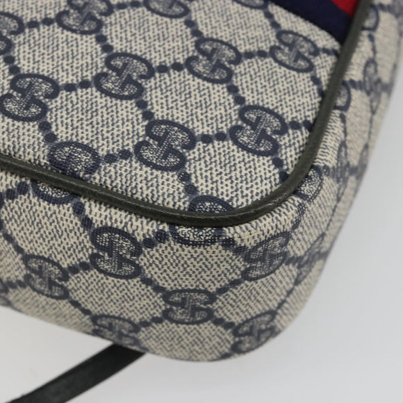 GUCCI Sherry Line GG Supreme Shoulder Bag PVC Navy Gold Auth ep15570A