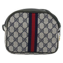 GUCCI Sherry Line GG Supreme Shoulder Bag PVC Navy Gold Auth ep15570A-3