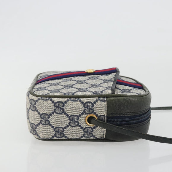 GUCCI Sherry Line GG Supreme Shoulder Bag PVC Navy Gold Auth ep15570A