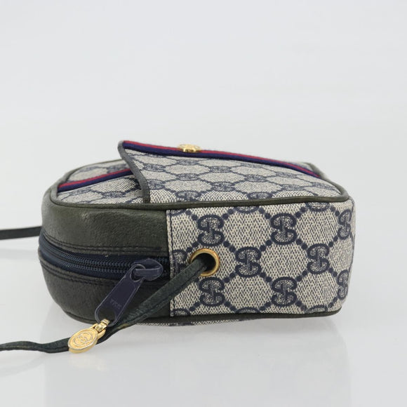 GUCCI Sherry Line GG Supreme Shoulder Bag PVC Navy Gold Auth ep15570A