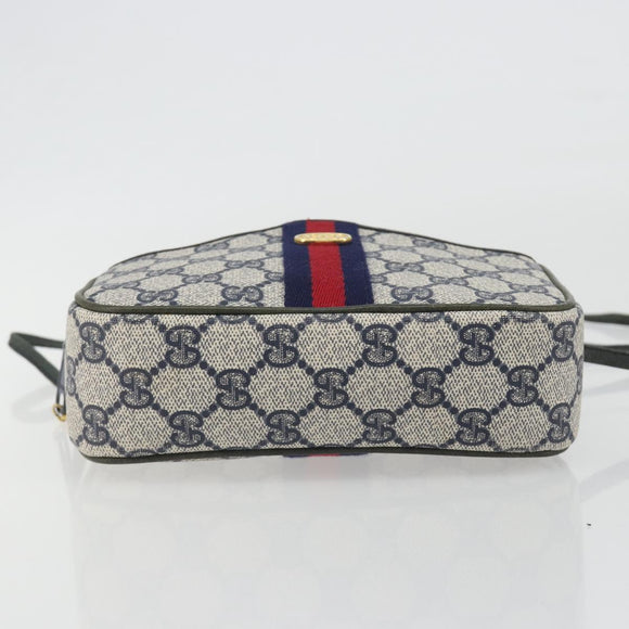 GUCCI Sherry Line GG Supreme Shoulder Bag PVC Navy Gold Auth ep15570A