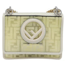 FENDI Zucca Canvas Chain Shoulder Bag Vinyl Clear Gold Auth ep15572-2