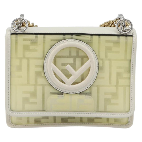 FENDI Zucca Canvas Chain Shoulder Bag Vinyl Clear Gold Auth ep15572