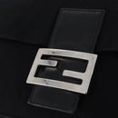 FENDI Mamma Baguette Shoulder Bag Cotton jersey Black Silver Auth ep15575-18