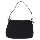 FENDI Mamma Baguette Shoulder Bag Cotton jersey Black Silver Auth ep15575-2