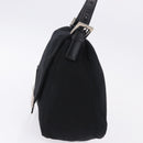 FENDI Mamma Baguette Shoulder Bag Cotton jersey Black Silver Auth ep15575-3