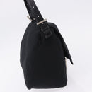 FENDI Mamma Baguette Shoulder Bag Cotton jersey Black Silver Auth ep15575-4