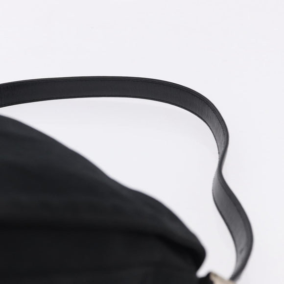FENDI Mamma Baguette Shoulder Bag Cotton jersey Black Silver Auth ep15575