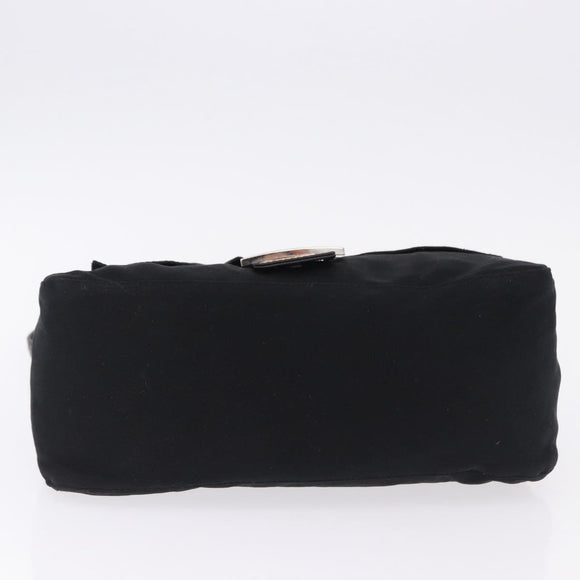 FENDI Mamma Baguette Shoulder Bag Cotton jersey Black Silver Auth ep15575