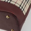 BURBERRY Nova Check Hand Bag Canvas Beige Gold Auth ep15581-14