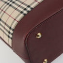 BURBERRY Nova Check Hand Bag Canvas Beige Gold Auth ep15581-15