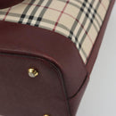 BURBERRY Nova Check Hand Bag Canvas Beige Gold Auth ep15581-16
