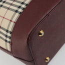 BURBERRY Nova Check Hand Bag Canvas Beige Gold Auth ep15581-17