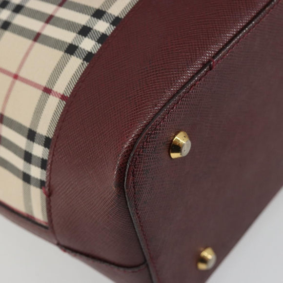 BURBERRY Nova Check Hand Bag Canvas Beige Gold Auth ep15581