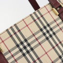 BURBERRY Nova Check Hand Bag Canvas Beige Gold Auth ep15581-10