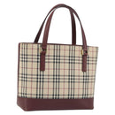 BURBERRY Nova Check Hand Bag Canvas Beige Gold Auth ep15581-1