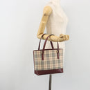BURBERRY Nova Check Hand Bag Canvas Beige Gold Auth ep15581-24