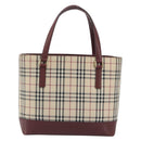 BURBERRY Nova Check Hand Bag Canvas Beige Gold Auth ep15581-13
