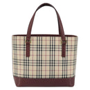 BURBERRY Nova Check Hand Bag Canvas Beige Gold Auth ep15581-2