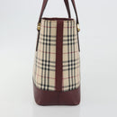 BURBERRY Nova Check Hand Bag Canvas Beige Gold Auth ep15581-3