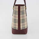 BURBERRY Nova Check Hand Bag Canvas Beige Gold Auth ep15581-4