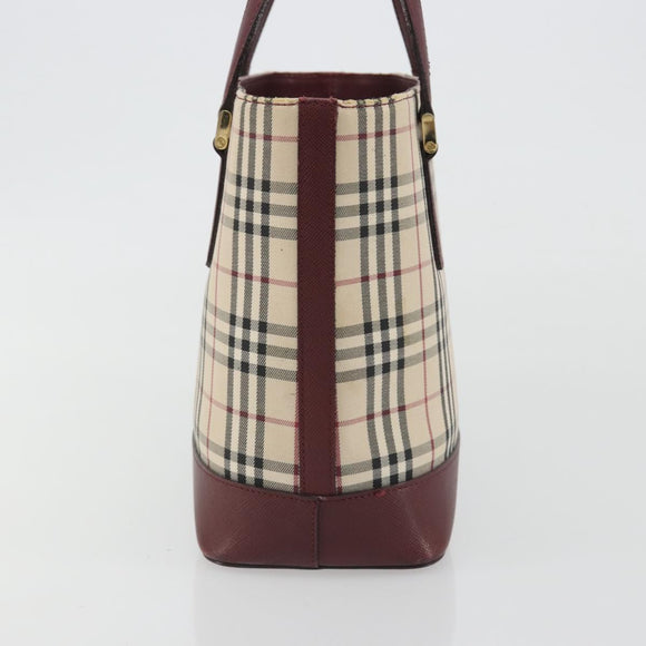 BURBERRY Nova Check Hand Bag Canvas Beige Gold Auth ep15581