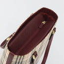 BURBERRY Nova Check Hand Bag Canvas Beige Gold Auth ep15581-6