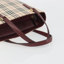 BURBERRY Nova Check Hand Bag Canvas Beige Gold Auth ep15581-7