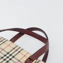 BURBERRY Nova Check Hand Bag Canvas Beige Gold Auth ep15581-8