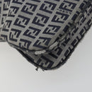 FENDI Zucchino Canvas Mamma Baguette Shoulder Bag Navy Silver Auth ep15583-14