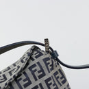 FENDI Zucchino Canvas Mamma Baguette Shoulder Bag Navy Silver Auth ep15583-17