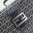 FENDI Zucchino Canvas Mamma Baguette Shoulder Bag Navy Silver Auth ep15583-18