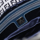 FENDI Zucchino Canvas Mamma Baguette Shoulder Bag Navy Silver Auth ep15583-19