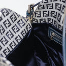 FENDI Zucchino Canvas Mamma Baguette Shoulder Bag Navy Silver Auth ep15583-21