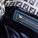 FENDI Zucchino Canvas Mamma Baguette Shoulder Bag Navy Silver Auth ep15583-22