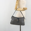 FENDI Zucchino Canvas Mamma Baguette Shoulder Bag Navy Silver Auth ep15583-24