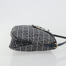 FENDI Zucchino Canvas Mamma Baguette Shoulder Bag Navy Silver Auth ep15583-3